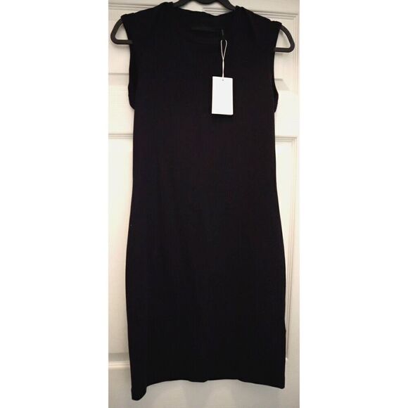 Helmut Lang J04HW608 Women's Sz Medium Ink Blue Neck Drape Jersey Dress - Picture 1 of 13